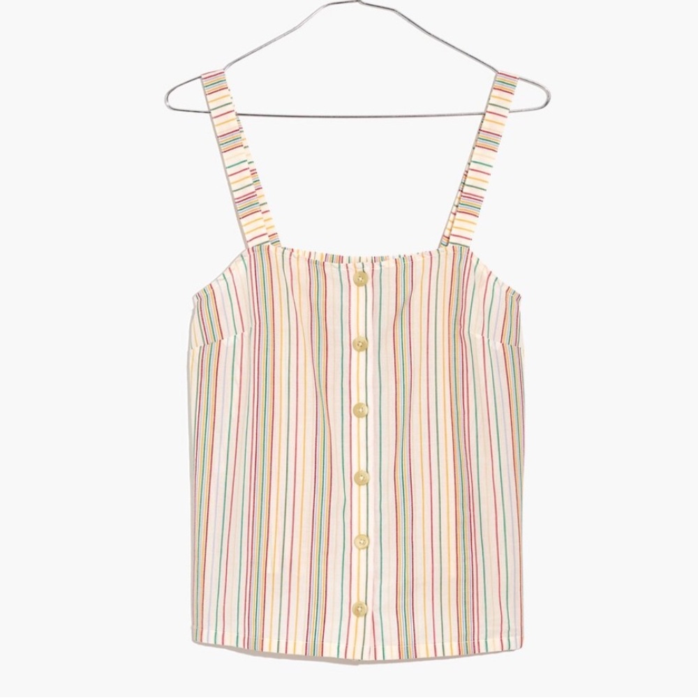 Madewell Multicolored Straight Neck Striped Linen Tank Top